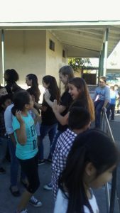 Photo/MJ Duncan Aubree Archibeck engages with students after the assembly that promotes self worth, value and love.
