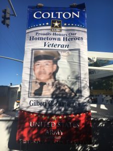 Photo/Anthony Victoria: Gilbert Zamorano's military banner.