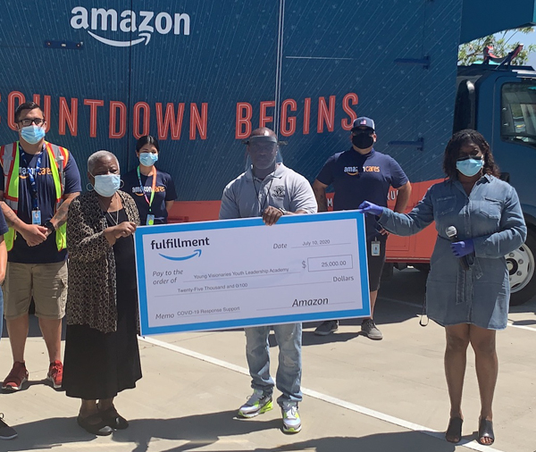 Amazon hosts food drive for over 500 Inland Empire families in partnership with Young Visionaries Youth Leadership Academy’s COVID-19 Relief Efforts