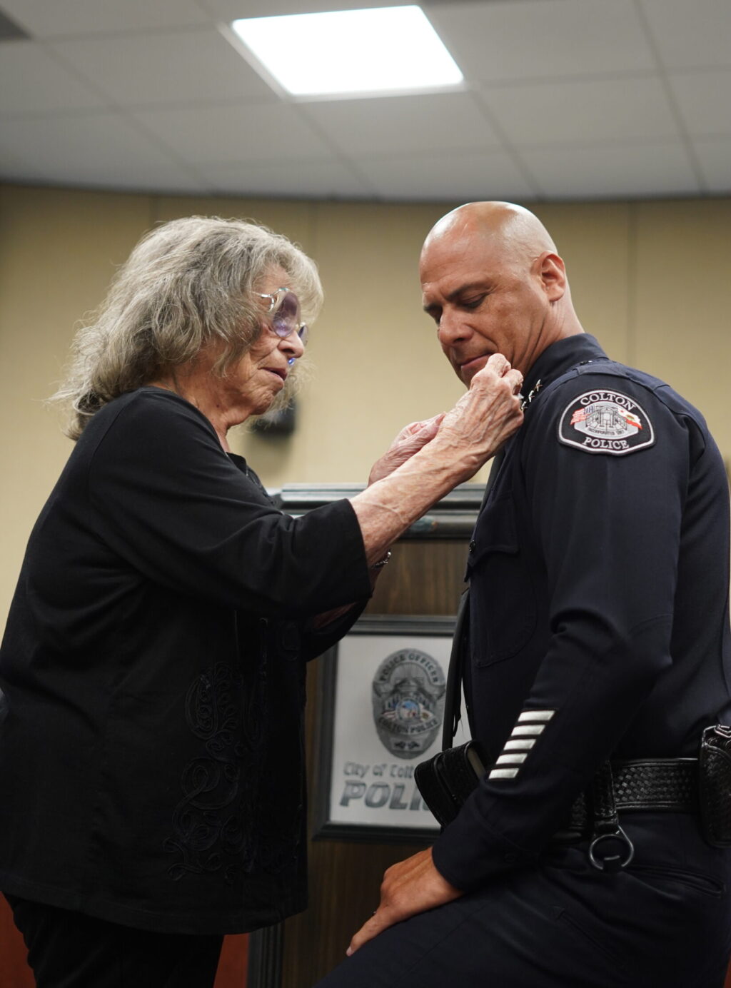 A chief of police getting pinned